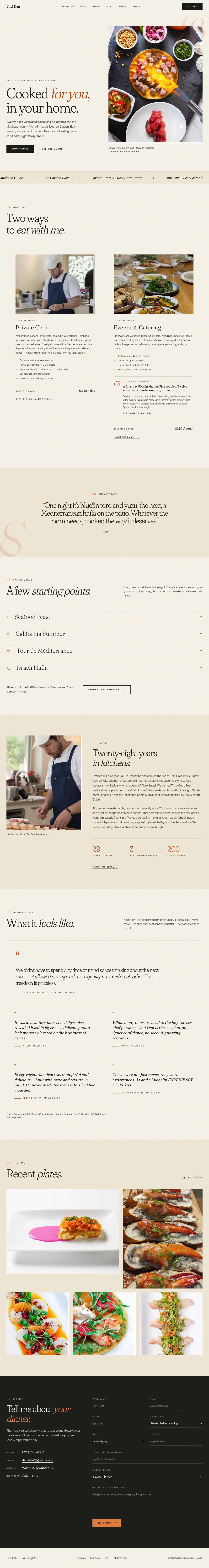 Sample website for a private chef
