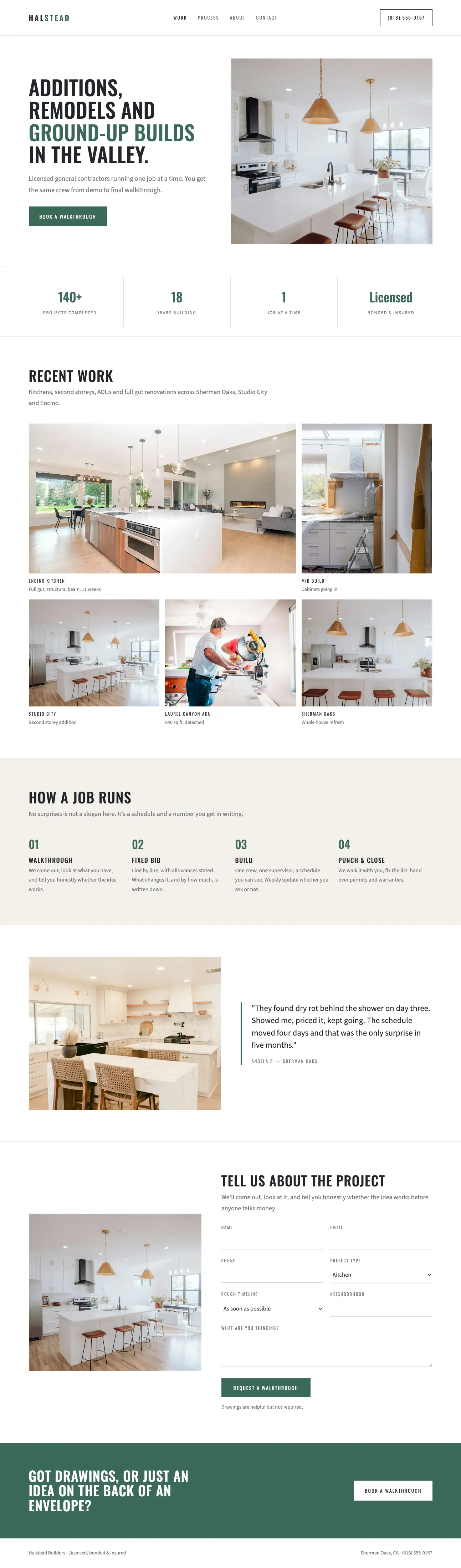 Sample website for a contractor